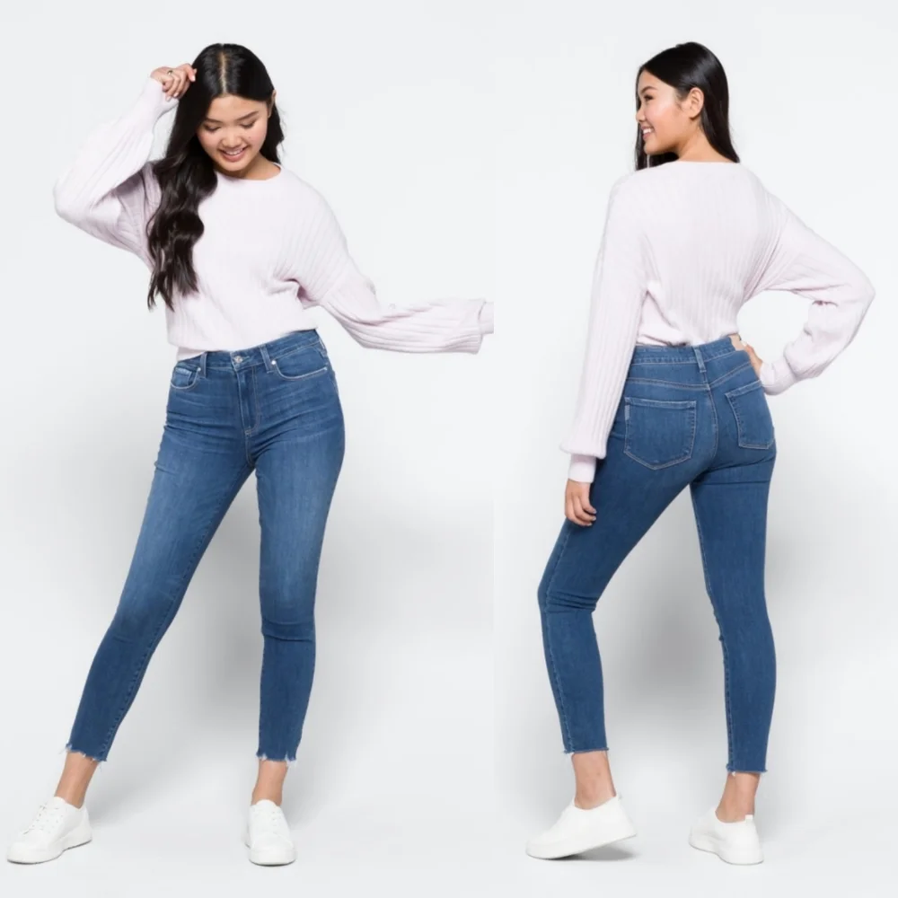 PAIGE Hoxton Ankle Distressed Cropped Skinny Jeans